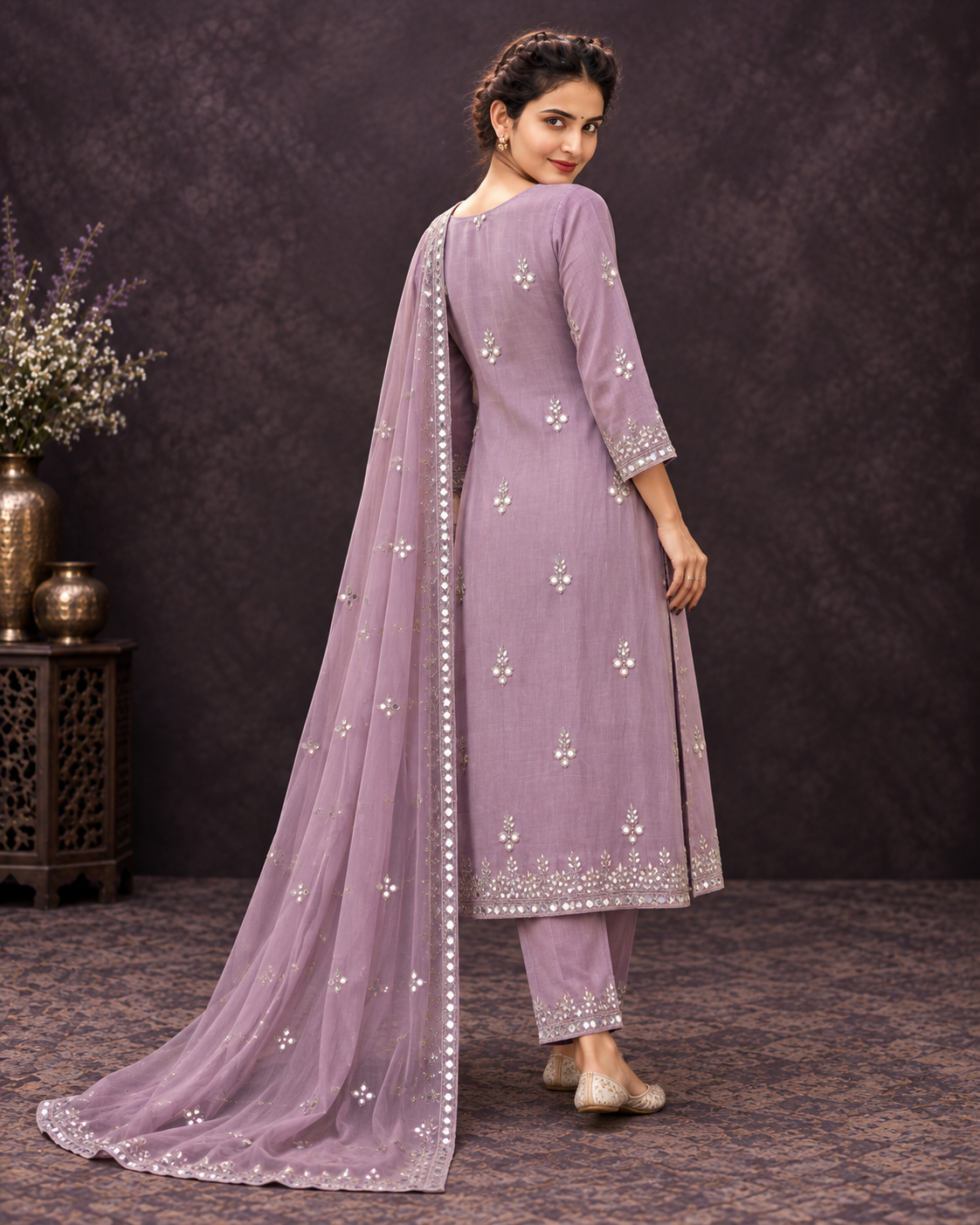 HIDI Anarkali Kurta Grey set photo 2